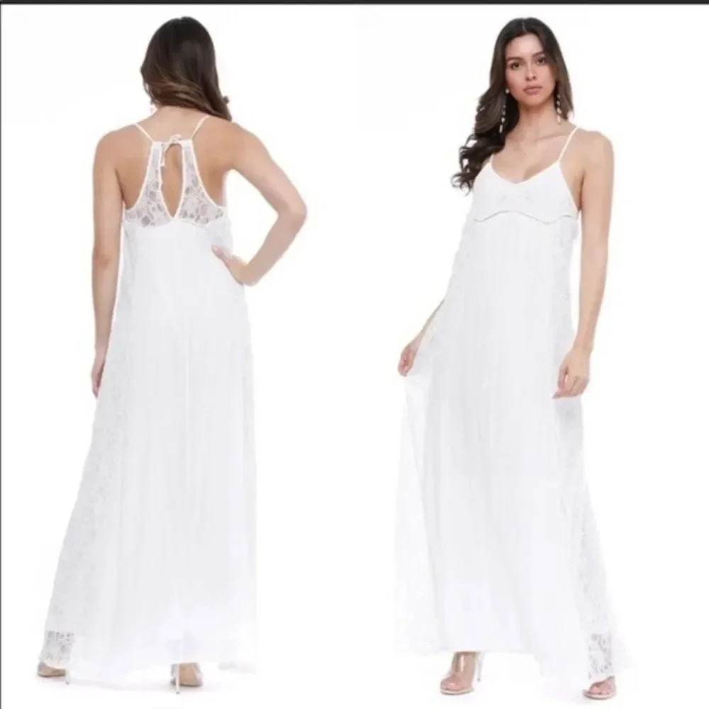 Yuni apparel White Maxy Dress Medium nwot
